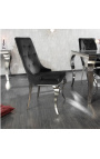 Set of 2 contemporary baroque chairs black velvet and chromed steel