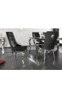 Set of 2 contemporary baroque chairs black velvet and chromed steel