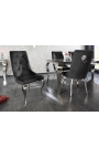 Conjunt de 2 cadires barroques contemporànies de vellut negre i acer cromat