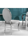 Set of 2 contemporary baroque chairs gray medallion and chromed steel