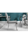 Set of 2 contemporary baroque chairs gray medallion and chromed steel