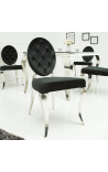 Set of 2 contemporary baroque chairs black medallion and chromed steel