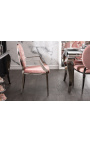 Set of 2 contemporary baroque armchairs pink medallion and chromed steel