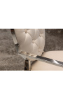 Set of 2 contemporary baroque armchairs beige medallion and chromed steel