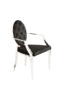 Conjunto de 2 sillones barrocos contemporáneos medallón negro y acero cromado