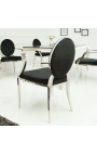 Set 2 fotolii baroc contemporan medalion negru si otel cromat