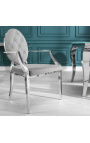 Ensemble de 2 fauteuils baroque contemporains médaillon gris et acier chromé