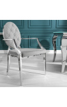 Set van 2 eigentijdse barok fauteuils grijs medaillon en verchroomd staal