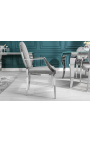 Conjunto de 2 sillones barrocos contemporáneos medallón gris y acero cromado