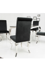Set di 2 sedie barocche moderne, schienale dritto, acciaio nero e cromato