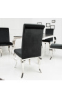 Set di 2 sedie barocche moderne, schienale dritto, acciaio nero e cromato