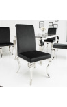 Ensemble de 2 chaises baroque moderne, dossier droit, noir et acier chromé - 12