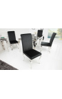 Σετ 2 μοντέρνες καρέκλες μπαρόκ, ίσια πλάτη, μαύρη και χρωμιωμένο ατσάλι