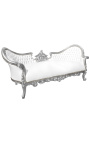 Barock soffa i Napoleon III-stil i vitt konstläder och silverträ