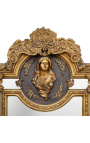 Mirror psyche Louis XVI style gilt with female profile