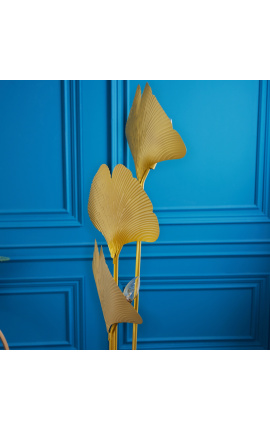 Llum de peu "Ginkgo" de metall daurat, inspiració Art-Deco