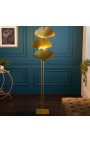 "Ginkgo" grindų lempa medvilnės spalvos metalu, Art-Deco įkvėpimas