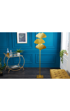 Lampe sur pied &quot;Ginkgo&quot; en métal couleur doré inspiration Art-Déco