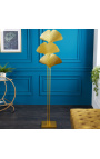 "Ginkgo" grindų lempa medvilnės spalvos metalu, Art-Deco įkvėpimas