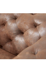 Armchair "Rhea" design Art Deco Chesterfield in chocolate suede fabric
