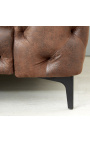 Židle "Česká republika" design Art Deco Chesterfield v čokoládovém suede tkanině