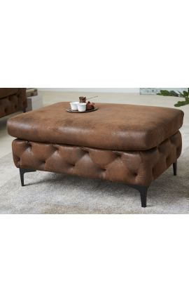 Bench &quot;Rhea&quot; design Art Deco Chesterfield chocolate suede fabric