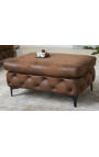 Bench "Rhea" tecido de camurça chocolate Art Déco Chesterfield