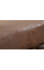 Bench "Rhea" design Art Deco Chesterfield chocolate suede fabric