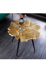 Table basse "Feuilles de Ginkgo" métal couleur laiton 55 cm de diamètre