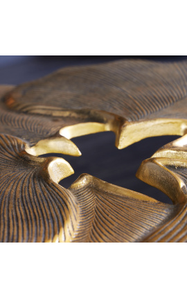 Koffie tafel &quot;Ginkgo bladeren&quot; brass-gekleurd metaal 95 cm lang