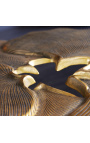 Koffie tafel "Ginkgo bladeren" brass-gekleurd metaal 95 cm lang