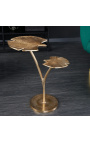 Side table "double Ginkgo leaves" metal color golden brass