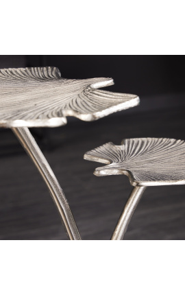 Side table &quot;double sheets of Ginkgo&quot; metal silver
