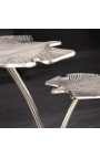 Приставной столик "двойные листья гинкго" серебристый металл