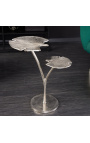Tavolino "doppie foglie di Ginkgo" in metallo argentato