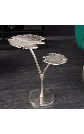 Bočni stol "dvostruki listovi Ginkga" metalno srebro