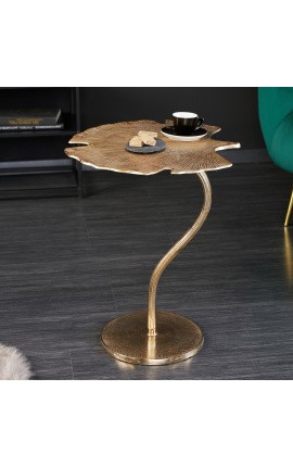 Приставной столик из металла "Листья гинкго" цвета золотистой латуни