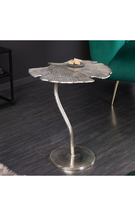 Mesa de apoio "Folha de Ginkgo" metal prateado