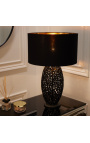 Contemporary lamp "Cory" black aluminum and gray marble