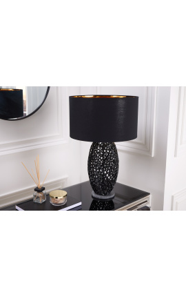 Contemporary lamp &quot;Cory&quot; black aluminum and gray marble