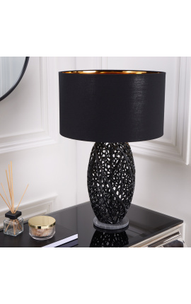 Contemporary lamp "Cory" black aluminum and gray marble