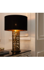 Nowoczesna lampka "Cory" brass-kolorowy aluminium i szary marmur