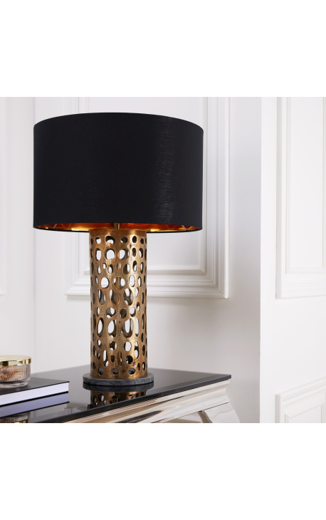 Contemporary lamp "Cory" brass-coloured aluminum and gray marble