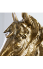 Decoro in alluminio dorato su supporto "Testa di cavallo" 40 cm