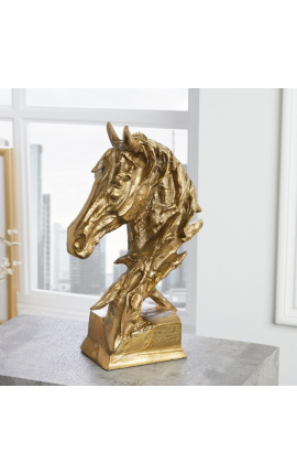 Decoración de aluminio dorado en "Cabeza de caballo" 40 cm