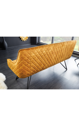 Banc contemporani &quot;Euphoric&quot; de vellut mostassa - 160 cm