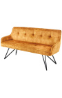 Banquette "Euphoric" contemporaine en velours moutarde - 160 cm