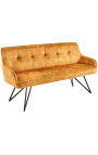 Banquette "Euphoric" contemporaine en velours moutarde - 160 cm