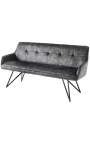 Banquette "Euphoric" contemporaine en velours gris foncé - 160 cm