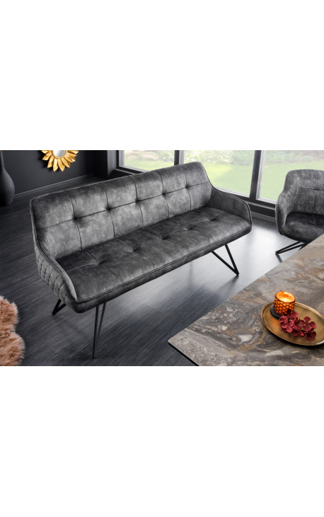 Banquette "Euphoric" contemporaine en velours gris foncé - 160 cm